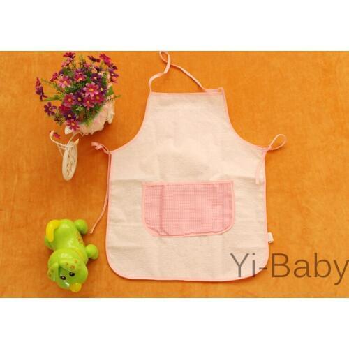 YB0034-01 Childrens apron Waterproof apron Children kitchen apron Check pattern aporn 12PCS/Set Free shipping