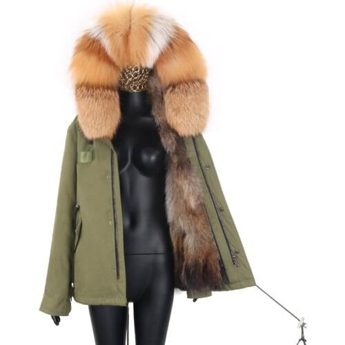 2021 Winter Jacket New 7XL Women Short Parka Real Fox Fur Coat Natural Raccoon Fur Collar Hood Thick Warm Streetwear Parkas
