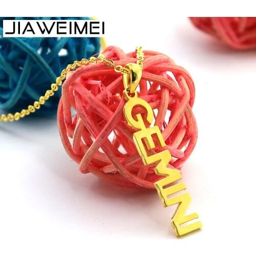 Women Necklace Personalized Zodiac Name Pendant Gold Chain Jewelry Vertical Style Christmas Gift BFF