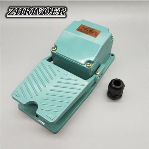 1Pcs AC 250V 15A 1NO 1NC Momentary Treadle Pedal Foot Switch w Cable Gland TFS-402 Green