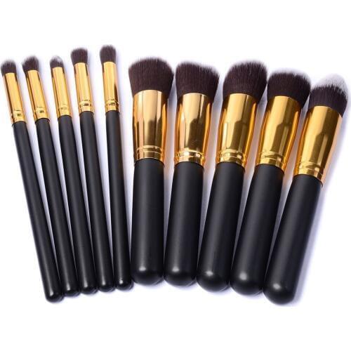 10 Pieces Black/Golden Makeup Brushes Make Up Brushes Beauty Brush Pincel Maquiagem Profissional Maquillaje Pinceaux Maquillage