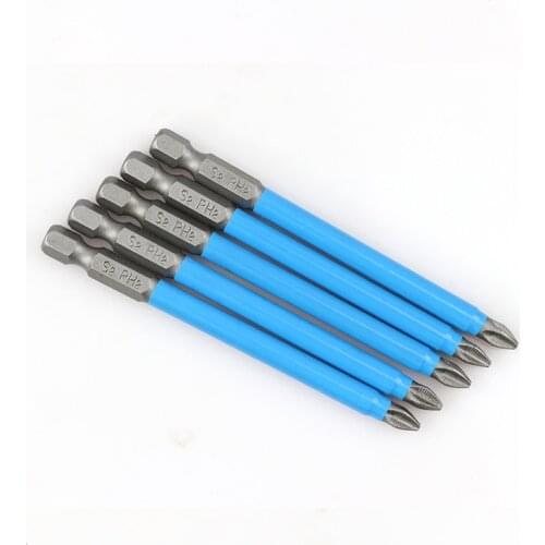 10PCS Phillips Screwdriver Bit Set ph2 Anti Slip Driver Bits Precision Impact Magnetic Ring Screwdrivers Electric Tool Hex Shank