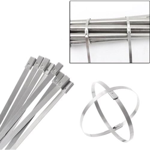 100pcs 304 Stainless Steel cable zip ties heavy duty Self-locking Bundling strap clamp wire hose clips PIPE Fastener Hook Loop