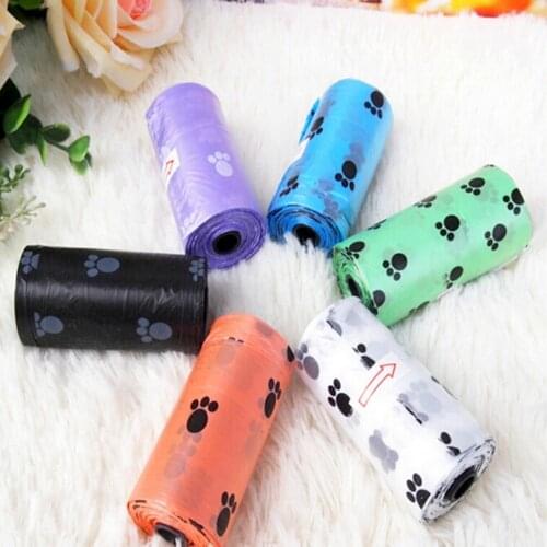 15 Pieces Bag Per Roll2021 Degradable Pet Dog Waste Poop Bag With Printing Doggy Bag For Cat Dog Color Random Delivery