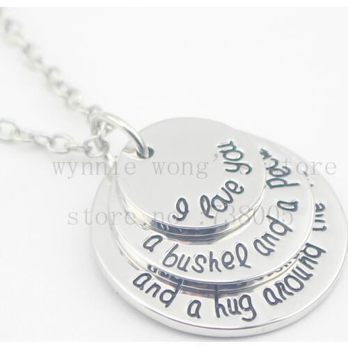 2016 Hot ! handstamped Jewelry Inspired Jewelry "I love you a bushel and a peck and a hug around the neck"Silve pendant necklace