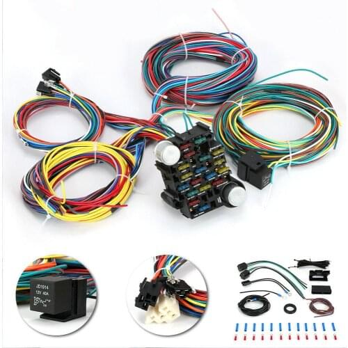 21 Circuit Wiring Harness Street Rat Hot Rod Chevy Ford Universal GM Ford Mopar