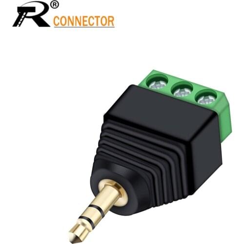 3pcs 2.5mm 1/8" Stereo Male Plug to Video Audio Screw Female Jack Terminal Connector 3 pin