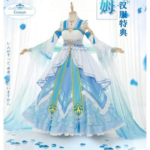 Anime! Re:Life In A Different World From Zero Rem Hanfu Indult Elegant Dress Uniform Cosplay Costume Halloween Party Suit Women