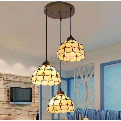 Tiffany Antique Chandelier Chandelier Simple Staircase Restaurant Round Long Coiled Lines Peacock Tail 3 Head Pendant hanging