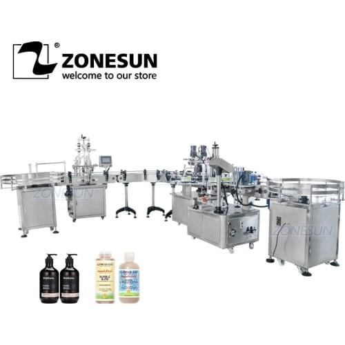 ZONESUN ZS-FAL180R4 Automatic Piston Beverage Filling Capping Labeling Machine Line With U Shape Conveyor Belt