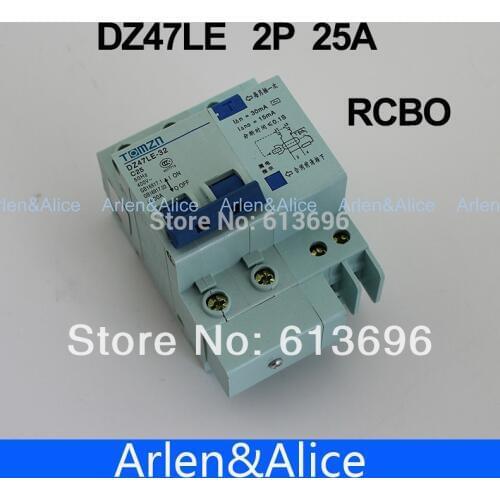 DZ47LE 2P 25A 230V~ 50HZ/60HZ Residual current Circuit breaker with over current and Leakage protection RCBO
