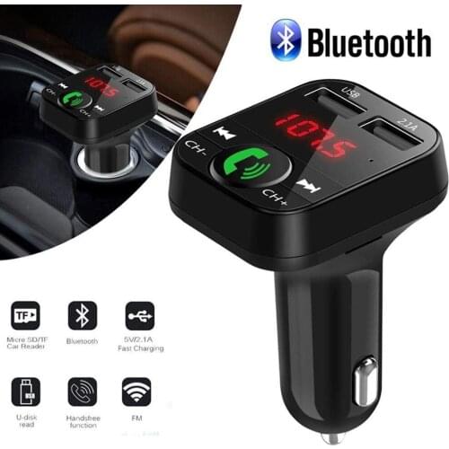 Cnwagner Car Charger For iPhone Samsung Mobile Phone Handsfree FM Transmitter Bluetooth Car Kit LCD MP3 Player Dual USB Charger