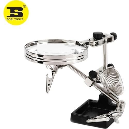 BOSI Soldering Iron Stand Combined With Magnifier Lens Clips And Holder
