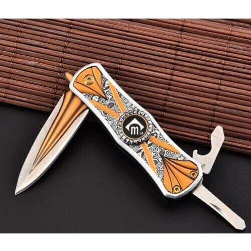 Damascus tactical Knife Gyro Type Outdoor Folding Blade Knife Pocket Knife Folding Blade Knife Hand Tool Camping Knives Gift