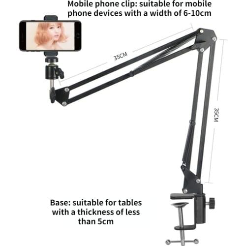 360 Degree Mobile Phone Tablet Holder Clip Long Arm Stand Holder Compatible Photography Light Holder /Phone Holder Replacement