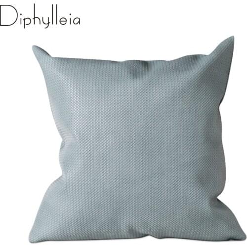 Diphylleia Modern Square Cushion Cover Woven Leather Morandi Blue Living Room Sofa Luxury Decorative Throw Pillow Case 50x50cm