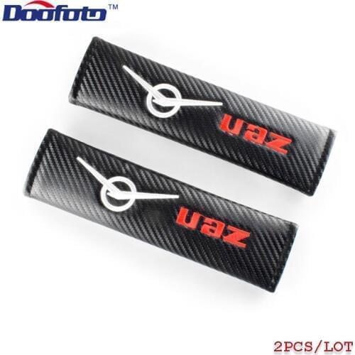 Doofoto Car Seat Belt Cover Shoulder Protective Padding For UAZ Hunter 469 452 3163 Patriot Accessories Car Styling Carbon Fiber