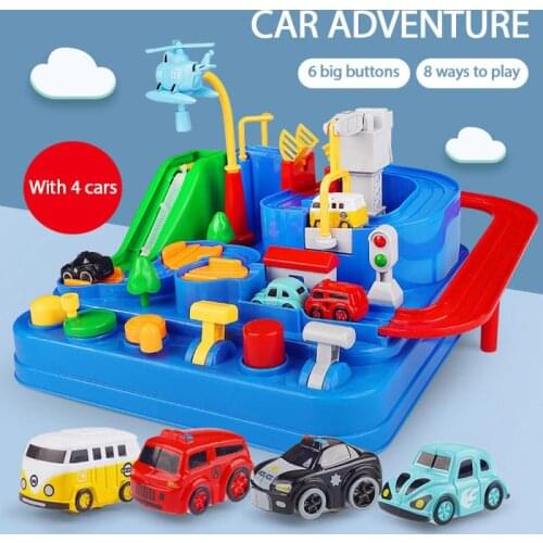 Racing Rail Car Model Racing Educational Toys Children Track Car Adventure Game Brain Game Mechanical Interactive Train Toy