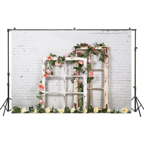 HUAYI Photography Backdrops Brick Wall Newborn Studio Portraits Photobooth Background Floral Windows Photo Backdrop W-7680