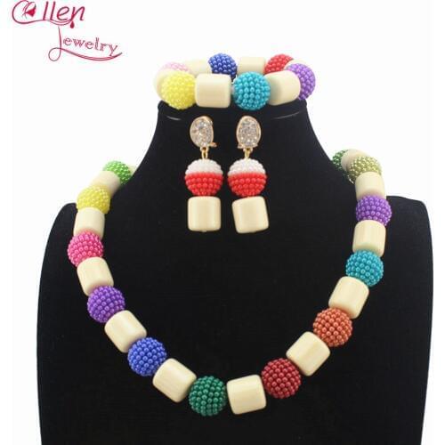 Artificial Coral Beads Necklace Set Nigerian wedding african coral beads jewelry sets Beaded Necklace Jewelry Set W13864