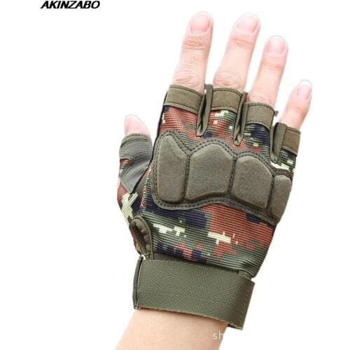 Camouflage Mens Tactical Gloves Army MilitaryShooting Fingerless Gloves Anti-Slip Outdoor Sports Bicycle Riding Cycling Gloves