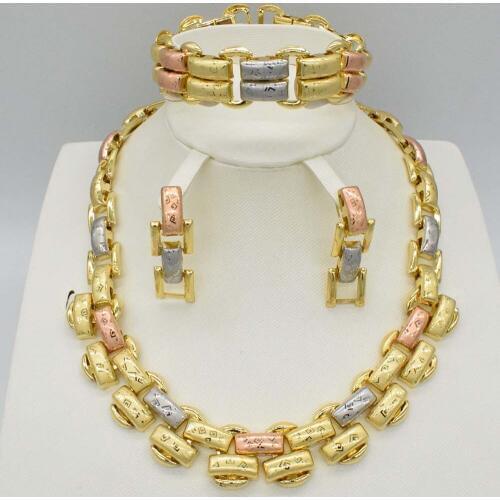 New Fashion jewelry set African Nigeria 3 color Dubai gold-color African jewelry wedding jewelry set african beads jewelry sets