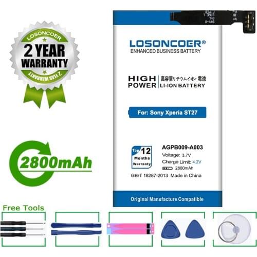 LOSONCOER Battery 2800mAh AGPB009-A003 Mobile Phone For Sony Ericsson Xperia Go ST27i ST27A ST27 Battery