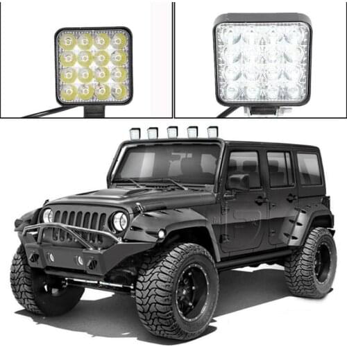 Mini 16LED 12V 24V LED Car Work Light Auto Truck Spotlight Flood Work Light 48W 3520LM SUV Off-road LED Light Bar WhiteFoglamp