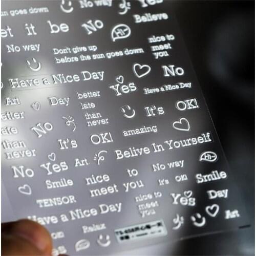 New 3D Happ Day English Letter Nail Sticker Self-adhesive Nails Stickers For Salon Nails Sticker Decorations Manicure