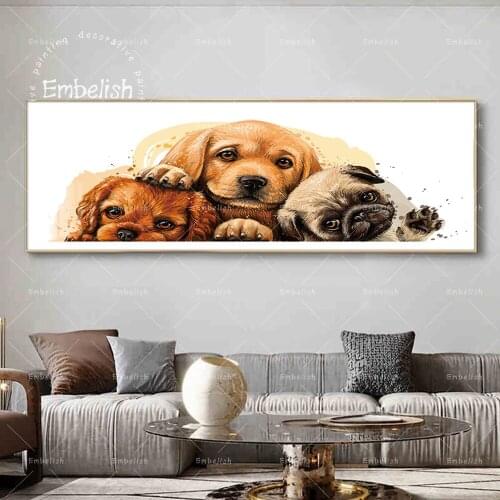 1 Pieces Three Lovely Pet Dog Moder Home Decor Pictures For Living Room Animals Wall Posters HD Print Canvas Paintings Artworks