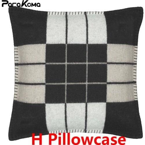 Pillow Covers Luxury H Cashmere Pillowcase Crochet Soft Wool Warm Plaid Sofa Bed Fleece Knitted Striped Geometric Pillow Cases