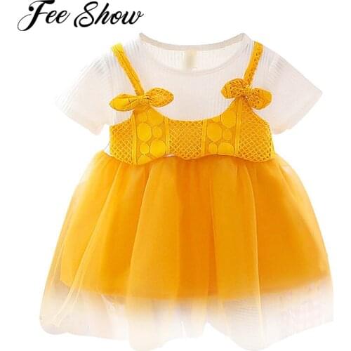 Newborn Baby Girls Clothes Summer Infant Princess Dress Vestido de festa Bowknot Tulle Tutu for Newborn Baptism Birthday Party