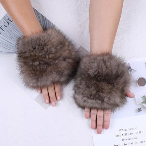 Highend Quality Womens 100% Real Sable Fur Knitted Gloves Mittens Mitts Mit Winter Girls Typing Glove Wrister Warmer Bracer