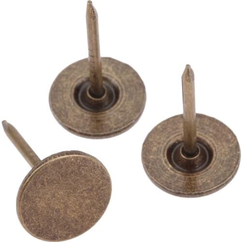 100Pcs Antique Bronze Flat Upholstery Nails Jewelry Wooden Box Case Furniture Sofa Door Decorative Tack Stud Pushpin 11*17mm