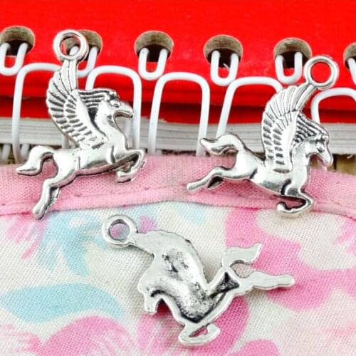 100pcs Charms flying horse 23.5x15mm Antique Silver Plated Bronze Plated Pendants Making DIY Handmade Jewelry