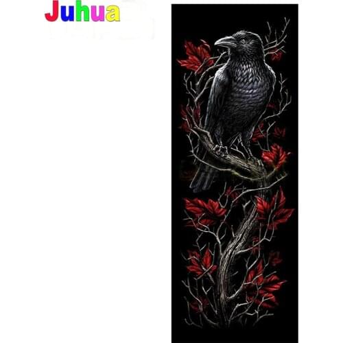 Full Square Diamond mosaic 5D DIY Diamond embroidery Cross stitch crow tree red Leaves Maple leaf Full Round Diamond painting