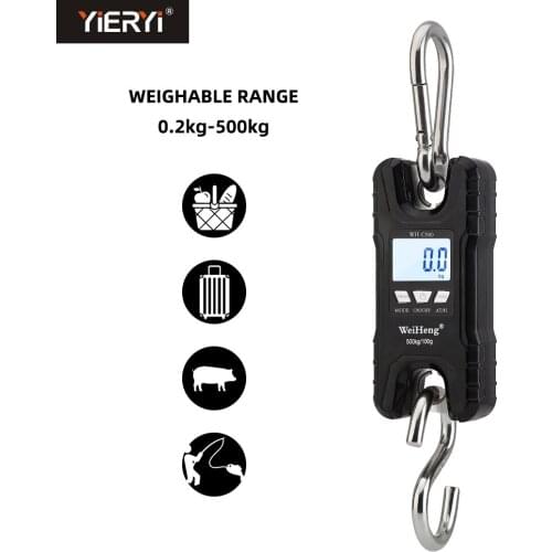Portable Digital Pocket LED Hanging Scale 0.2KG-500KG Weight High Precision Electronic Hook Weighing for Food Fishing Luggage