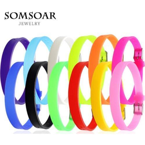 Somsoar Jewelry Silicone Bracelet 20cm Rubber Bands fit 8mm DIY Key Charms 10pcs/lot