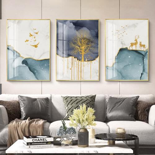 Modern light luxury abstract poster home decoration elk living room sofa background frameless printing hanging painting core
