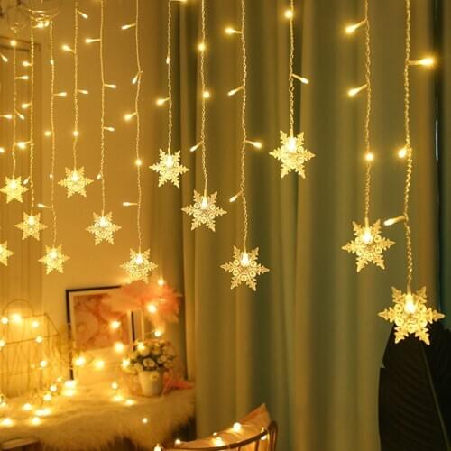 Snowflake String Light Merry Christmas Tree Decorations for Home Curtain Garland Christmas Ornament 2020 Navidad Xmas Gifts Noel