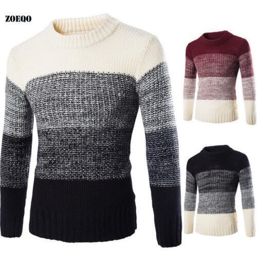 ZOEQO Autumn winter new High Quality Fashion Pullover Men Knitted Slim Sweater Jumper Mens Casual V-neck Sweaters pull homme