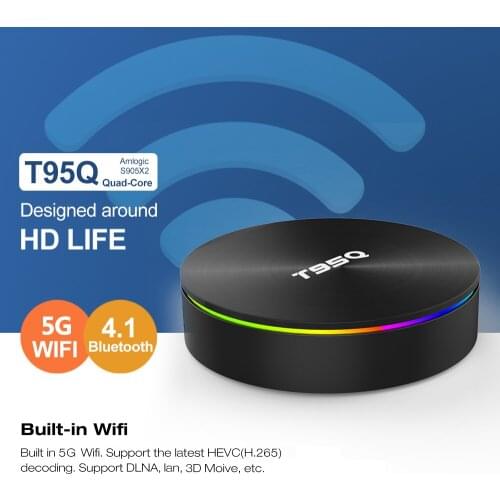 T95Q TV Box Android 8.1 TV Box Amlogic S905X2 Quad Core 4GB 32GB/64GB BT4.1 Smart UHD 4K Set Top Box VP9 H.265 Dual WiFi 1000M