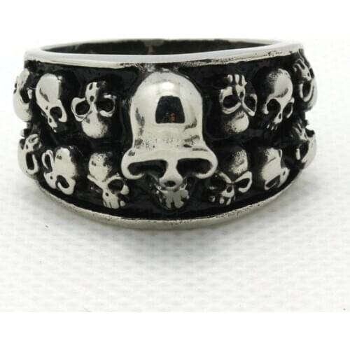 Amazing New Design Skull Ring 316L Stainless Steel Popular Top Quality Big Skull With Many Small Skull Ring From Size 8- 13