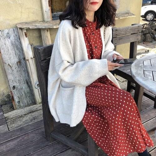 Cardigan Women Coat 2021 Autumn Winter Koren Cashmere Cardigan Knit Sweater Oversized Lady Fashion Clothes Elegant Tops