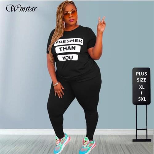 Plus Size 5xl Two Piece Set Women Wholesale New Pants Sets Crop Top and Leggings Elastic Waist Letter Print Stretch Dropshipping