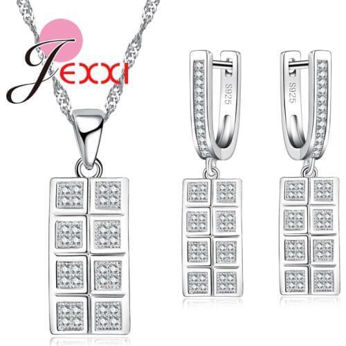 Silver Jewelry Sets Luxury Fashion 925 Sterling Silver Jewelry Set AAA Mini Cubic Zirconia Necklaces/Earrings Female