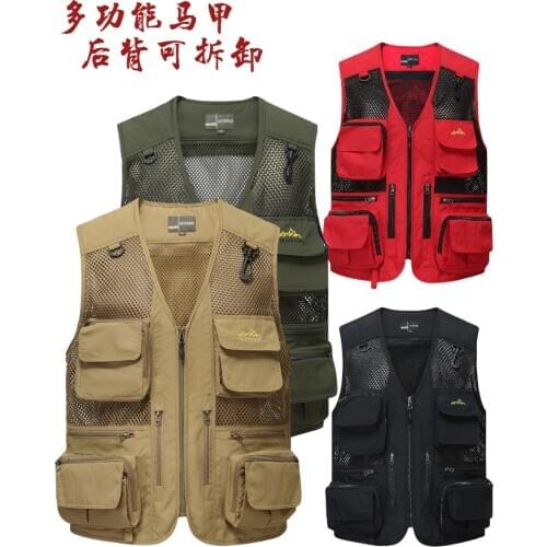 Brieuces Mens Tactical Fishing Vest jacket man Multi Pockets outdoor Sleeveless Cotton Zipper Waistcoat Men Outerwear plus size