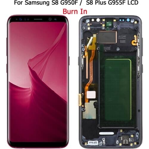 Super Amoled S8 LCD For Samsung Galaxy S8 Plus LCD Screen Frame Display Assembly SM-G950F G955F LCD Screen With Red Burn Shadows