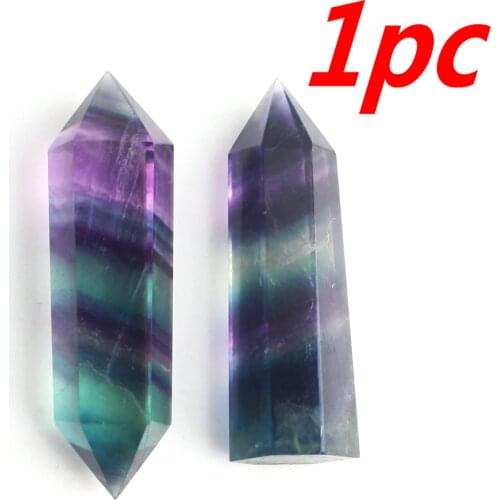 1pc Natural Crystal Rainbow Fluorite Single Point Hexagonal Prism Pendant Stripe Crystal Fluorite Necklace Health Energy Stone