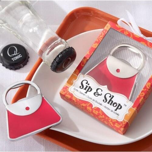 100pcs/lot Wedding Favor Gift Sip and Shop Purse Bottle Opener,Wine Opener Beer Opener party favors Free shipping